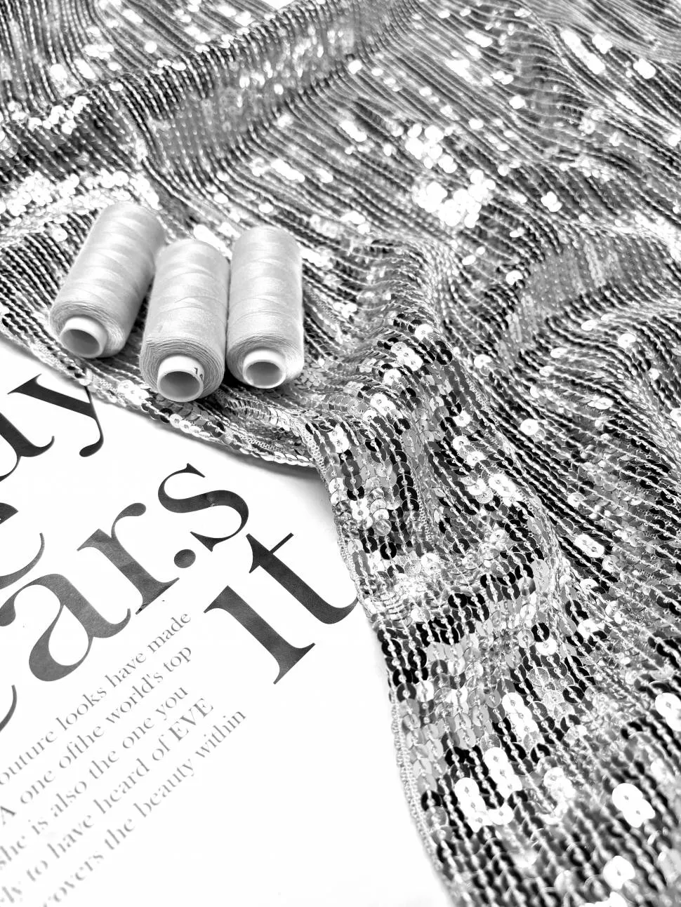 Трикотаж с пайетками "Брикс" цвет серебро