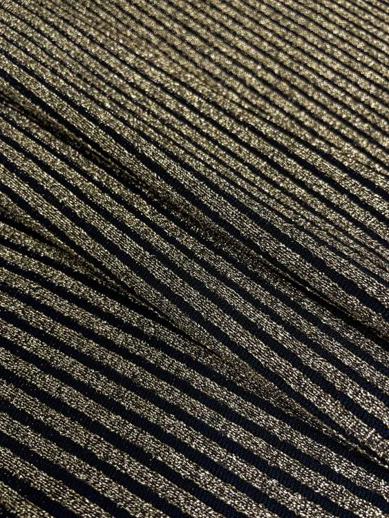 Трикотаж с люриксом "Солен" золото на чёрном