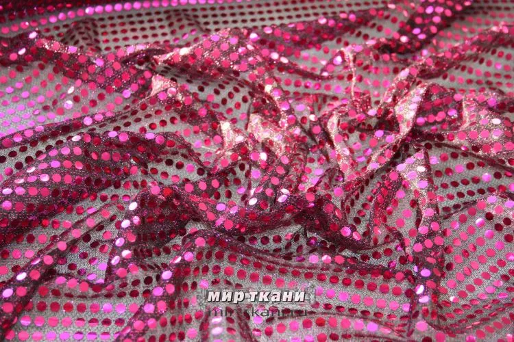 Трикотаж с пайетками цвет фуксия на чёрном