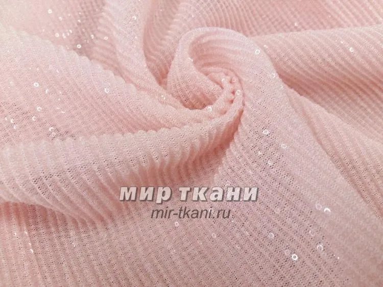 Сетка гофре с пайетками цвет.002 розовый