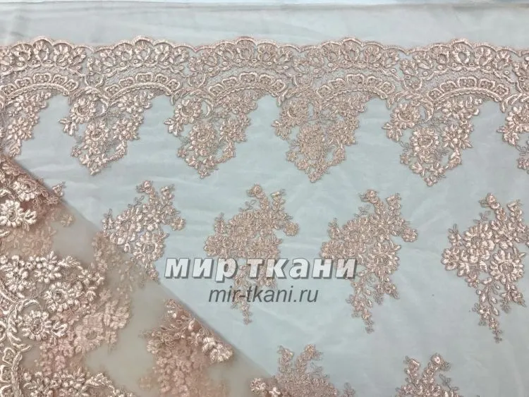 Кружево на сетке "Бэль" цвет.005 персик