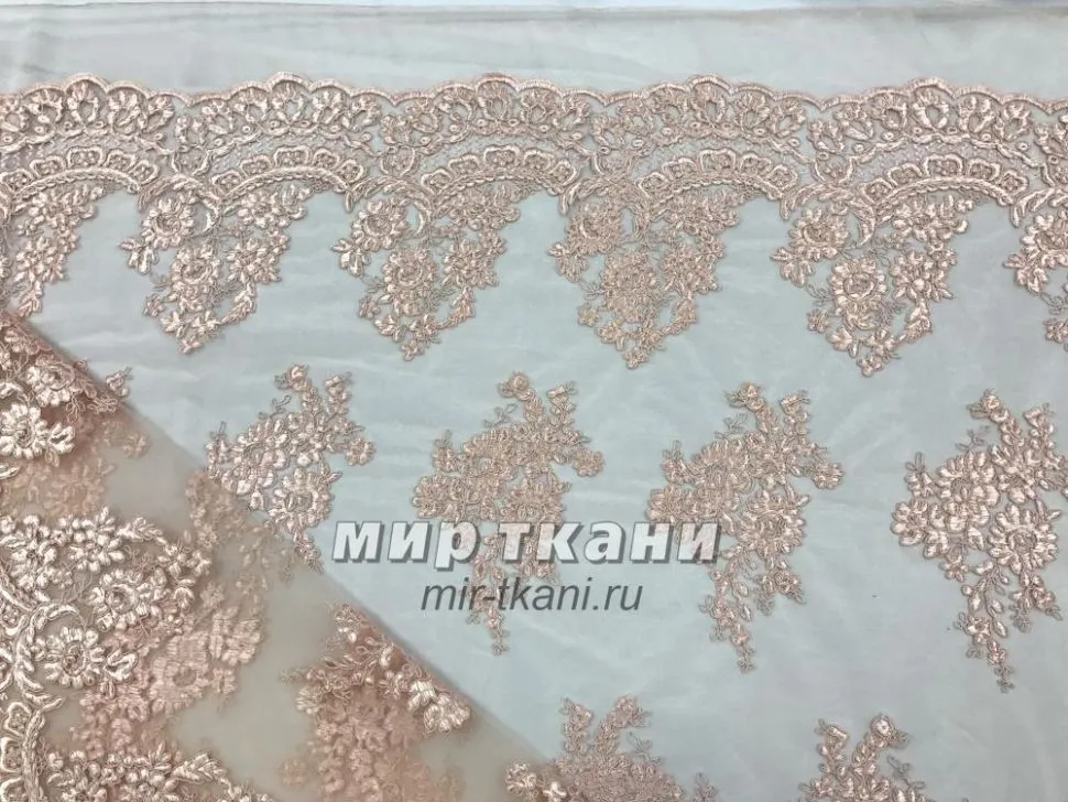 Кружево на сетке "Бэль" цвет.005 персик