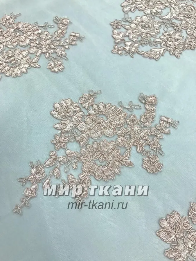 Кружево на сетке "Бэль" цвет.005 персик