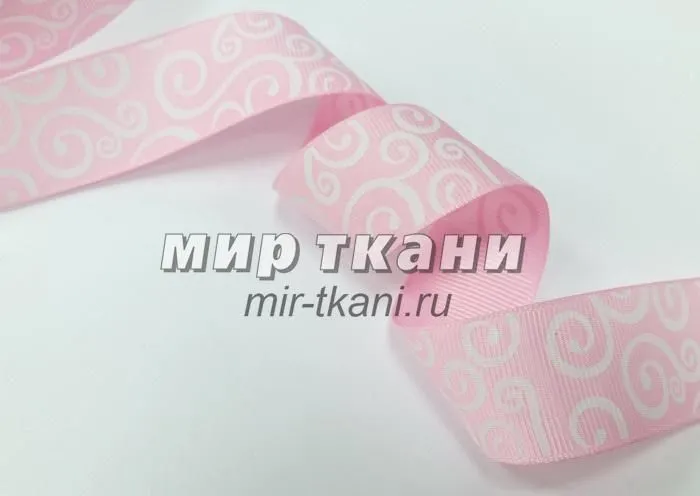 Тесьма репсовая 2,5см "Завиток",  розовый