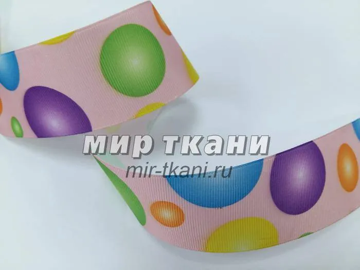 Тесьма репс. 4,0см "Шарики" бледно-розовый