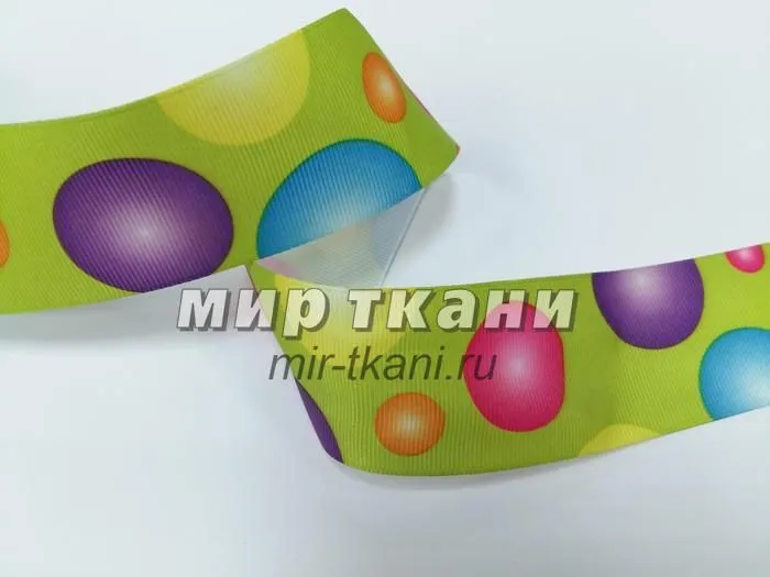 Тесьма репс. 4,0см "Шарики" светло-зеленый