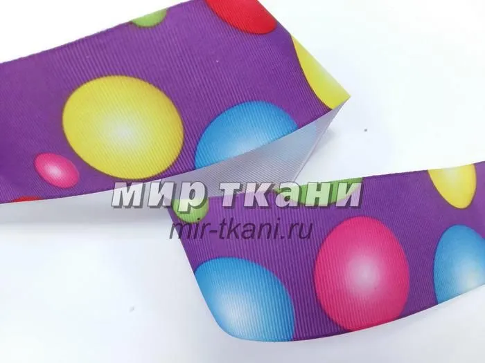 Тесьма репс. 4,0см "Шарики" сиреневый
