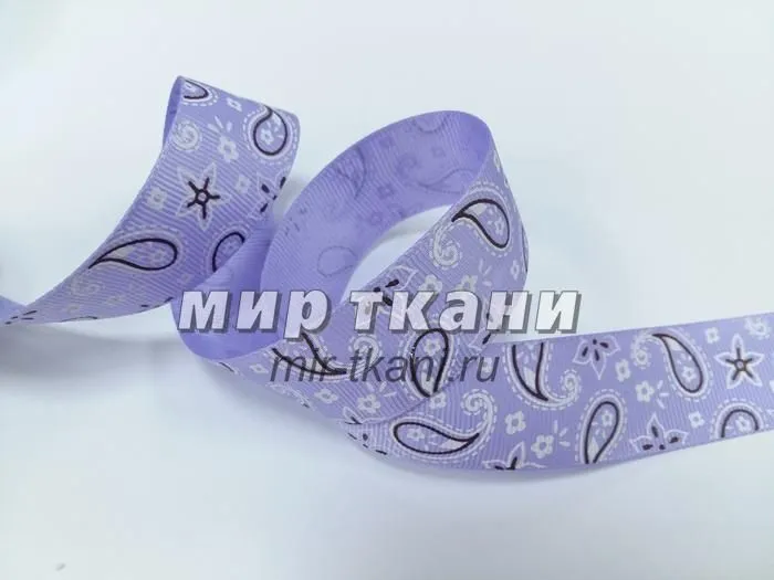 Тесьма репс. 2,5см "Огурчики" сирень 45м