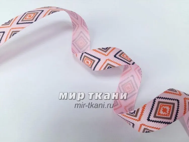 Тесьма репс. 2,5см "Ромбы" розовые