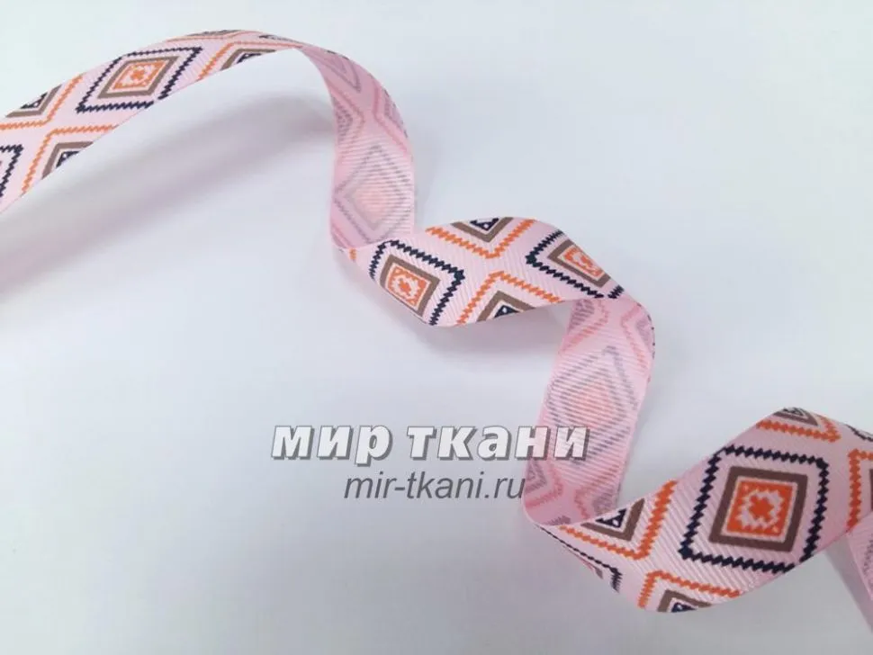 Тесьма репс. 2,5см "Ромбы" розовые