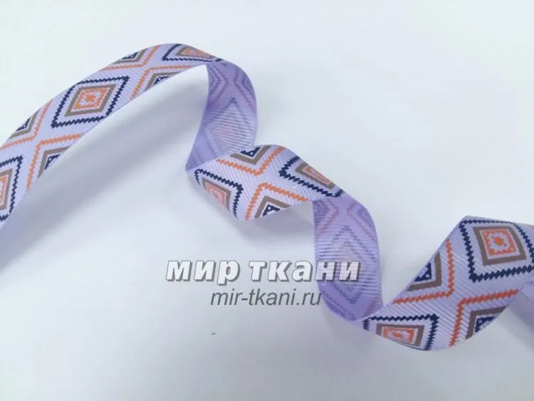 Тесьма репс. 2,5см "Ромбы" сиреневые