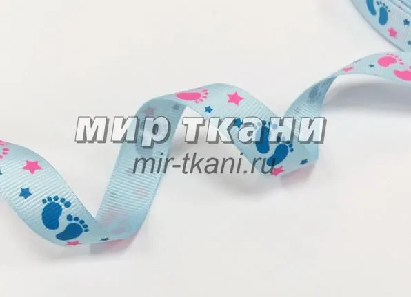 Тесьма репс. 1,5см "Детская", голубой