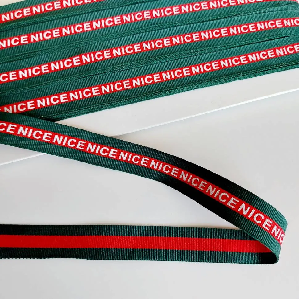 Тесьма репс.  2см "NICE" зелен/красн