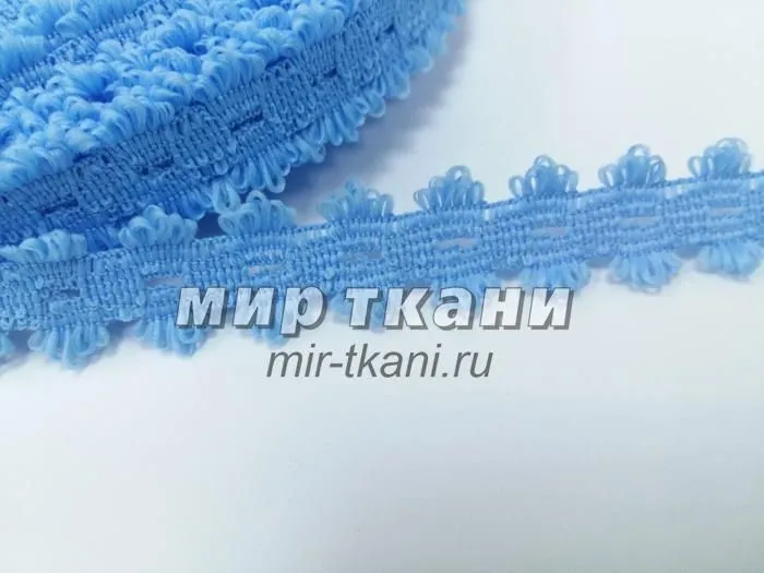 Тесьма вязаная голубой 20мм