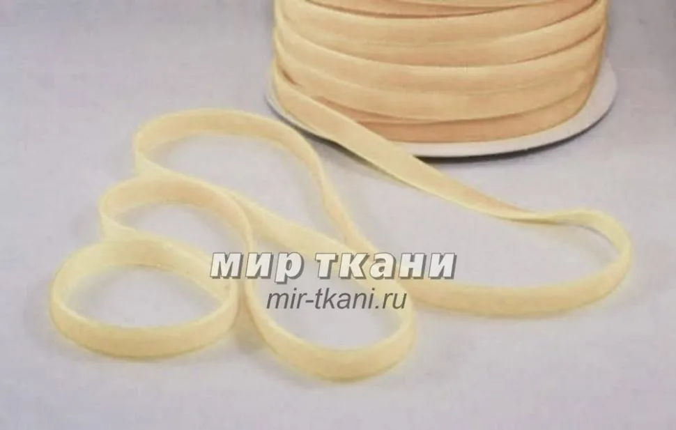 Бархатная эластичная лента 6мм молочный цвет