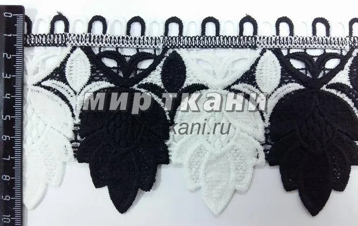 Кружево вязаное №YQ058 10,0cм. черн/бел.