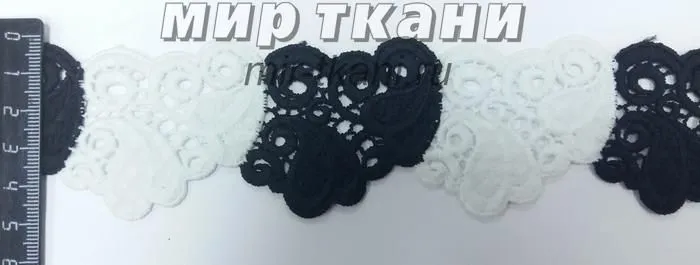 Кружево вязаное №YQ076  5.5cм.чер/бел.