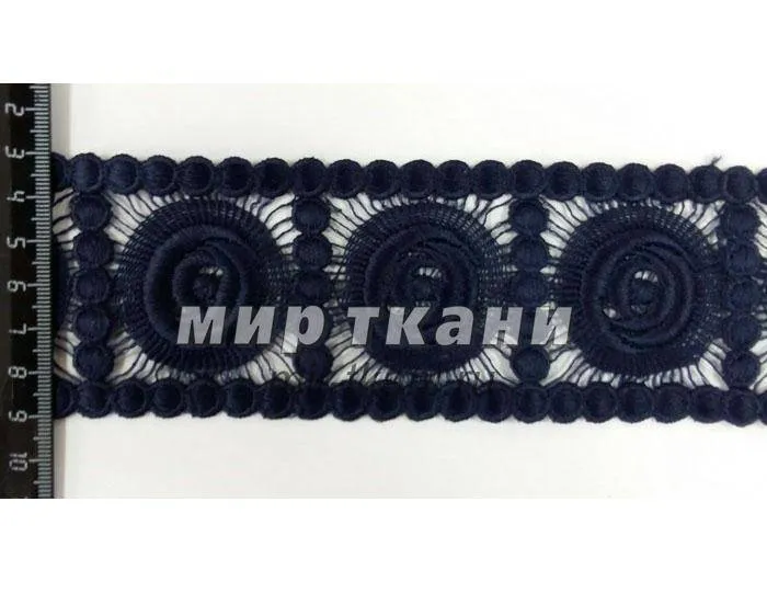 Кружево вязаное 5,5см черный 12,7м