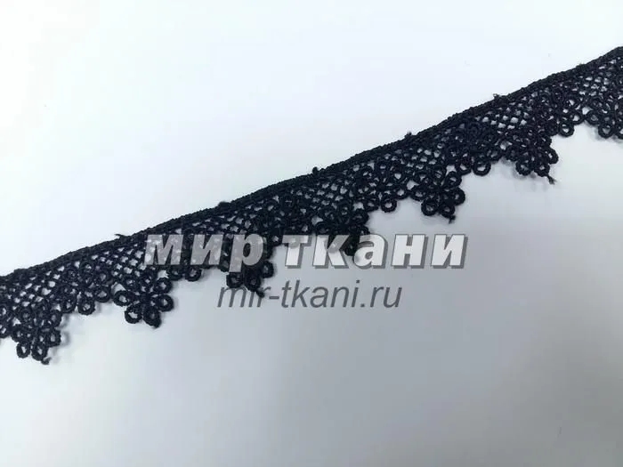 Кружево вязаное 2,5 см JF10322 чер. 12,6 м
