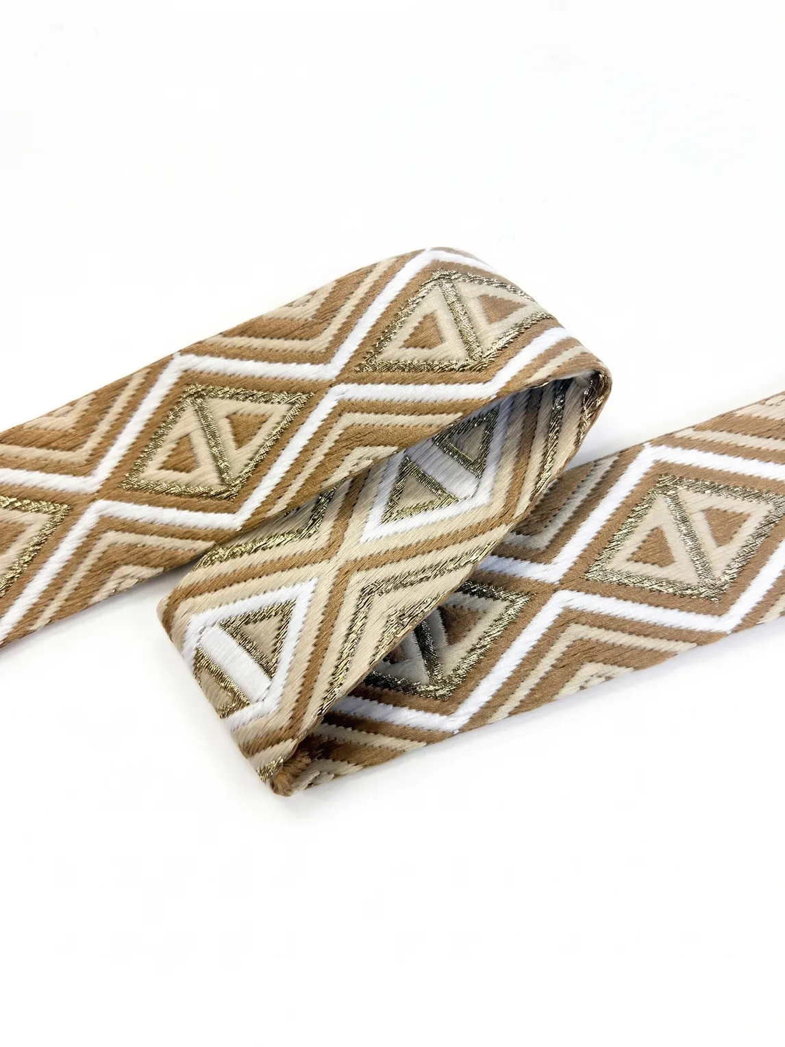Стропа 38мм "Ромб бежевый с люрексом" 36г/1м